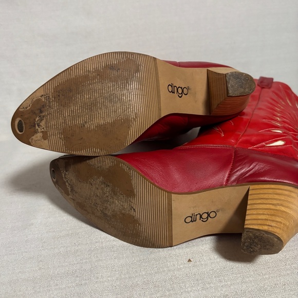 VTG DINGO Outwest Leather RED Inlay Coastal Cowgirl Boots 6.5 line dancing READ! - Picture 3 of 13